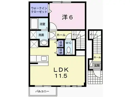パークメゾン田寺I(1LDK/2階)の間取り写真