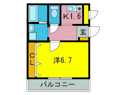 バーンズ巴(1K/2階)の間取り写真