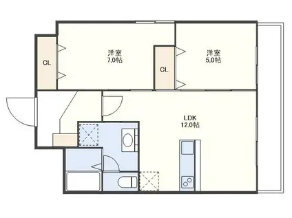 エクセレント北島(2LDK/4階)の間取り写真