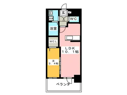 BELLAGIO川口本町(1LDK/7階)の間取り写真