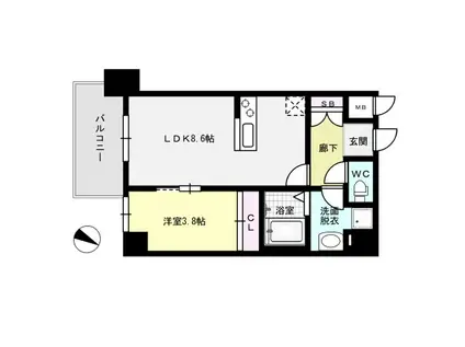 ヴェルデ博多サウス(1LDK/5階)の間取り写真