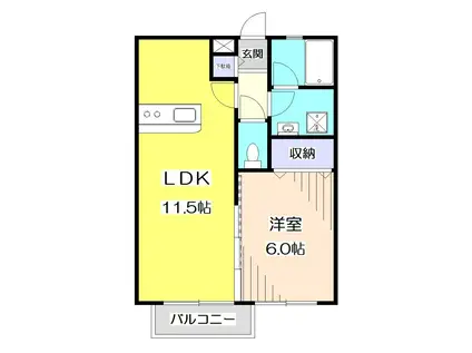 RIVERSAIDE COURT リバーサイドコート(1LDK/1階)の間取り写真