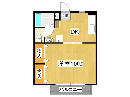 メビウス(1DK/2階)の間取り写真