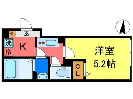 IXO 上一色(1K/3階)の間取り写真