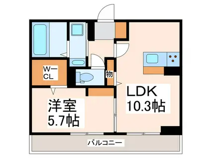 アンジューノ上代 A棟(1LDK/2階)の間取り写真