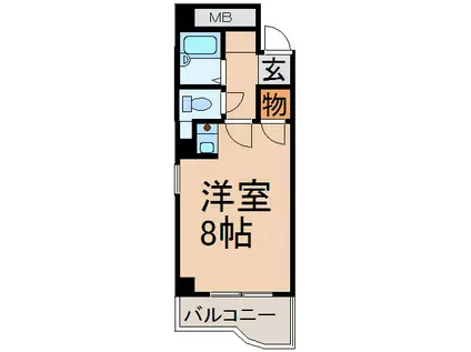 リルオズモール(ワンルーム/6階)の間取り写真