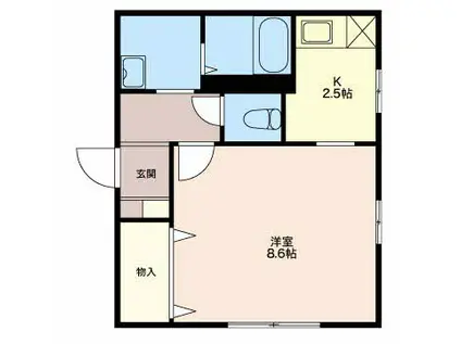 バレンチノパレス 205(1K/2階)の間取り写真