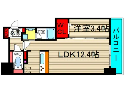 アーバネックス本町I(1LDK/15階)の間取り写真