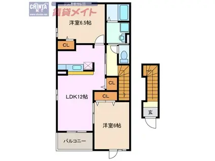 アイビーウェル西三田2号館(2LDK/2階)の間取り写真