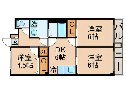 GARDEN HILLS(3DK/2階)の間取り写真