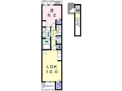 ルミエール・ドレ(1LDK/2階)の間取り写真