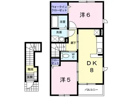 クレスト琴浦II(2DK/2階)の間取り写真