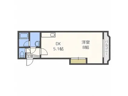 カントリーハイツ(1DK/5階)の間取り写真