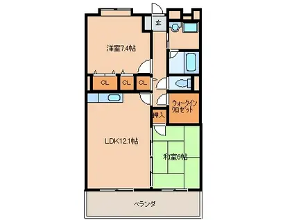 クロスロード(2LDK/2階)の間取り写真