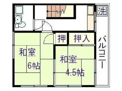 ハウス黒瀬(2K/2階)の間取り写真