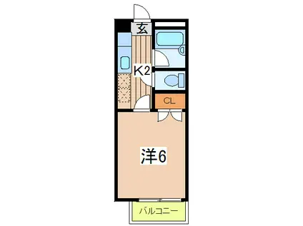 ハウスウステリアA(1K/2階)の間取り写真