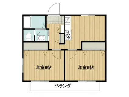 メルベーユB棟(2DK/1階)の間取り写真