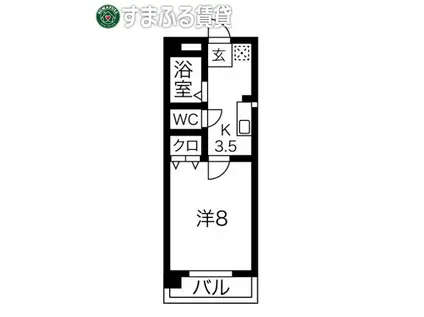 グリーンヒルズ明大寺(1K/2階)の間取り写真