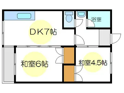 道ヶ島レジデンス(2DK/2階)の間取り写真