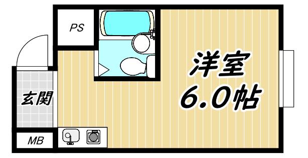 レットバトラー(ワンルーム/2階)の間取り写真