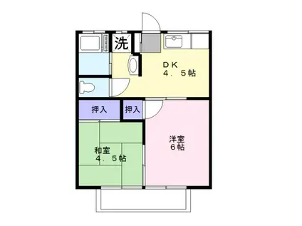 桂荘(2DK/2階)の間取り写真