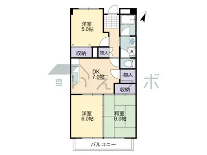 アバンギャルド北本町(3DK/4階)の間取り写真