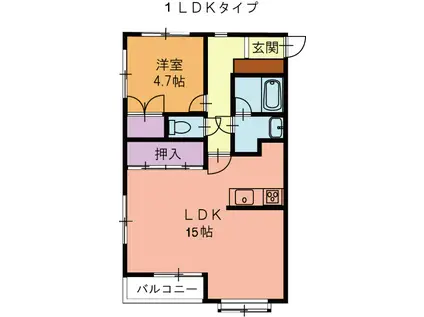 ルミエール・N(1LDK/2階)の間取り写真