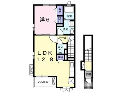 コリーヌ東坂部B(1LDK/2階)の間取り写真