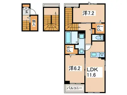 FLORIAII(2LDK/3階)の間取り写真