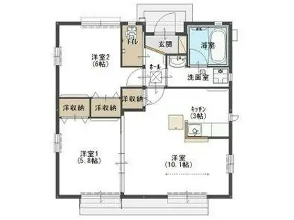 サンフィールドC(2LDK/1階)の間取り写真