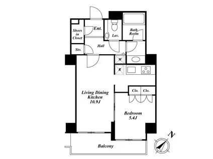 KDX代官山レジデンス(1LDK/4階)の間取り写真