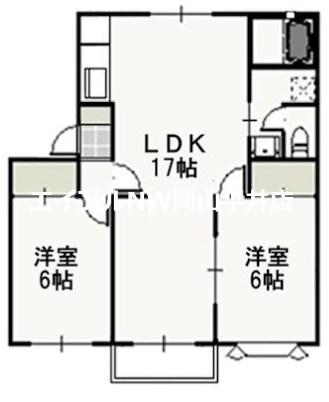 クレセント松新(2LDK/2階)の間取り写真