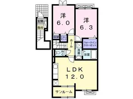 ネオ・ブルック(2LDK/2階)の間取り写真