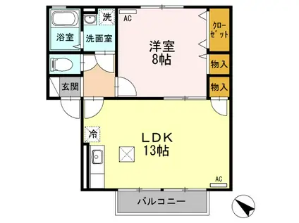サフラン A102(1LDK/1階)の間取り写真