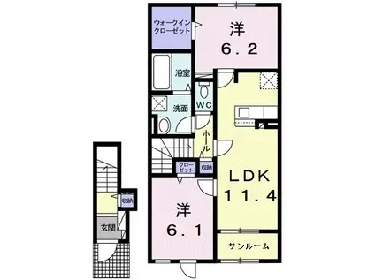 コスタII(2LDK/2階)の間取り写真