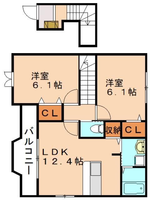 セイ・ポート・K(2LDK/2階)の間取り写真