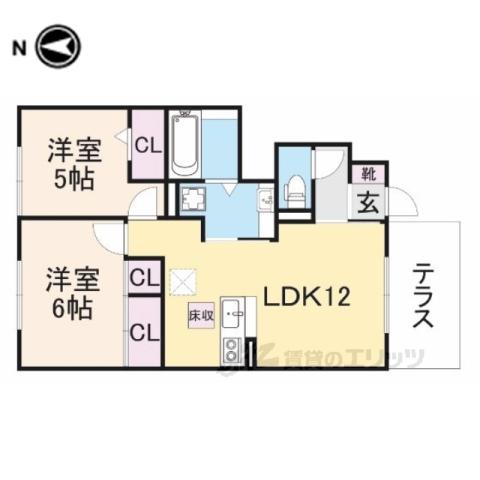 ラルーチェⅡ(2LDK/1階)の間取り写真