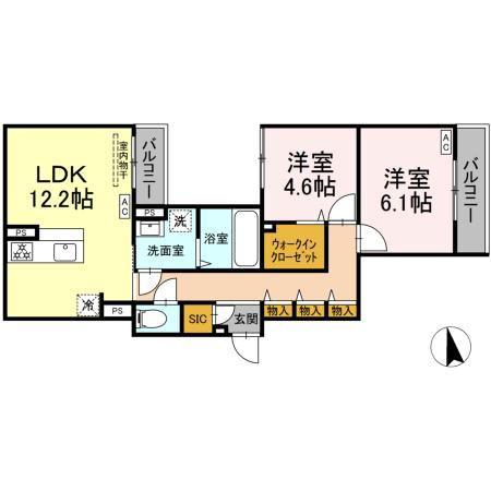 セレスティア竹ノ塚II(2LDK/2階)の間取り写真