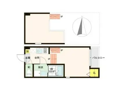 ハーモニーテラス宮千代II(1K/2階)の間取り写真