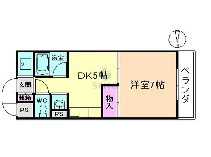 BIG・PEN A棟(1DK/2階)の間取り写真