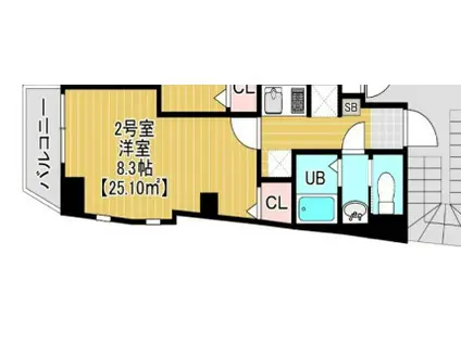 Mヒルズ(1K/2階)の間取り写真