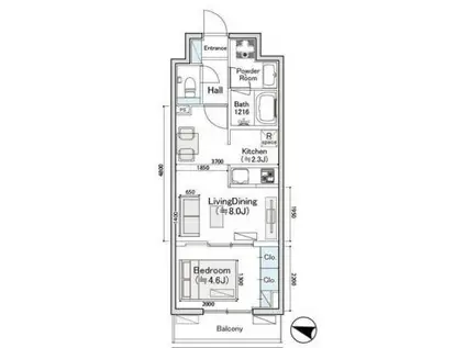 ディオスプラド(1LDK/1階)の間取り写真