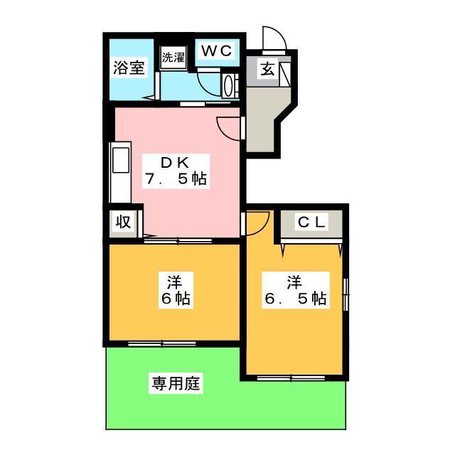 エミネンス湘南VII(2DK/1階)の間取り写真