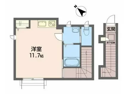 クラヴィエ川内(ワンルーム/2階)の間取り写真