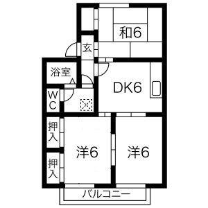 セジュール東曙A棟(3DK/1階)の間取り写真