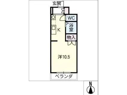 天白ハウス(ワンルーム/4階)の間取り写真