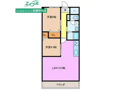 アップライト西原マンション(2LDK/4階)の間取り写真