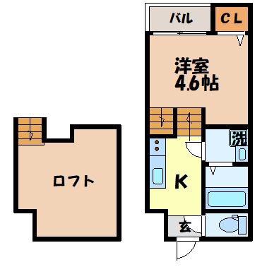 ヴィオラ扇町ウエスト(1SK/2階)の間取り写真