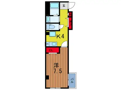 KANAMACHI GARDEN(1K/3階)の間取り写真