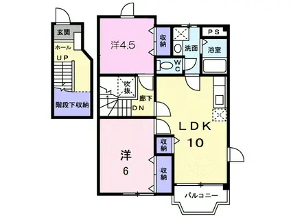 サンパティーク(2LDK/2階)の間取り写真